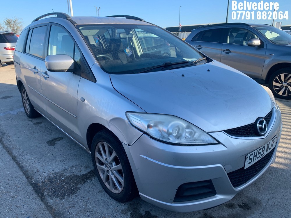 Location: Belvedere - 2009 MAZDA 5 TS2 MPV REG: SH59WJF, 1798cc Petrol, 5 Speed Manual Petrol, Former Keepers: 5, Keys: Yes, MOT Expiry date: 01/07/2026