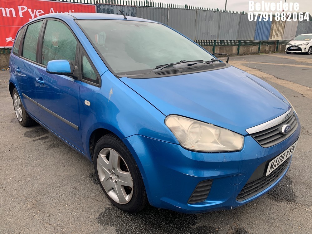 Location: Belvedere - 2008 FORD C-MAX STYLE MPV REG: MA08VYN, Keys: No, MOT Expiry date: 17/07/2025, 1596 Petrol, 5 Speed Manual Petrol, Former Keepers: 9