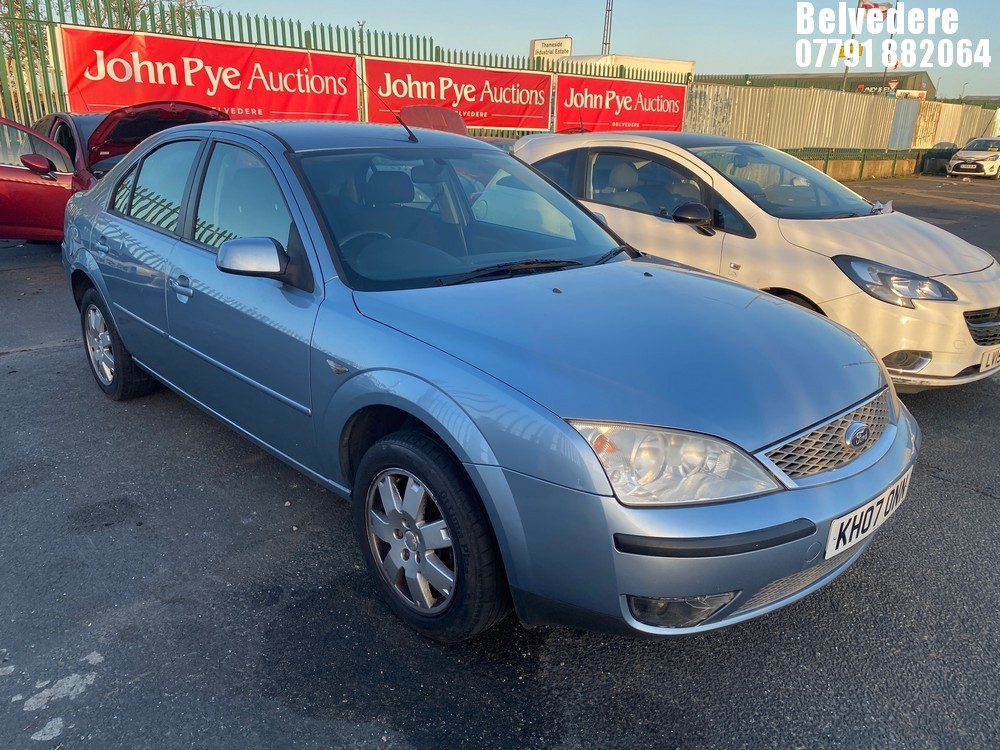 Location: Belvedere - 2007 FORD MONDEO ZETEC 5 Door Hatchback REG: KH07ONN, Keys: No, MOT Expiry date: 17/06/2026, 1798 Petrol, 5 Speed Manual Petrol, Former Keepers: 4