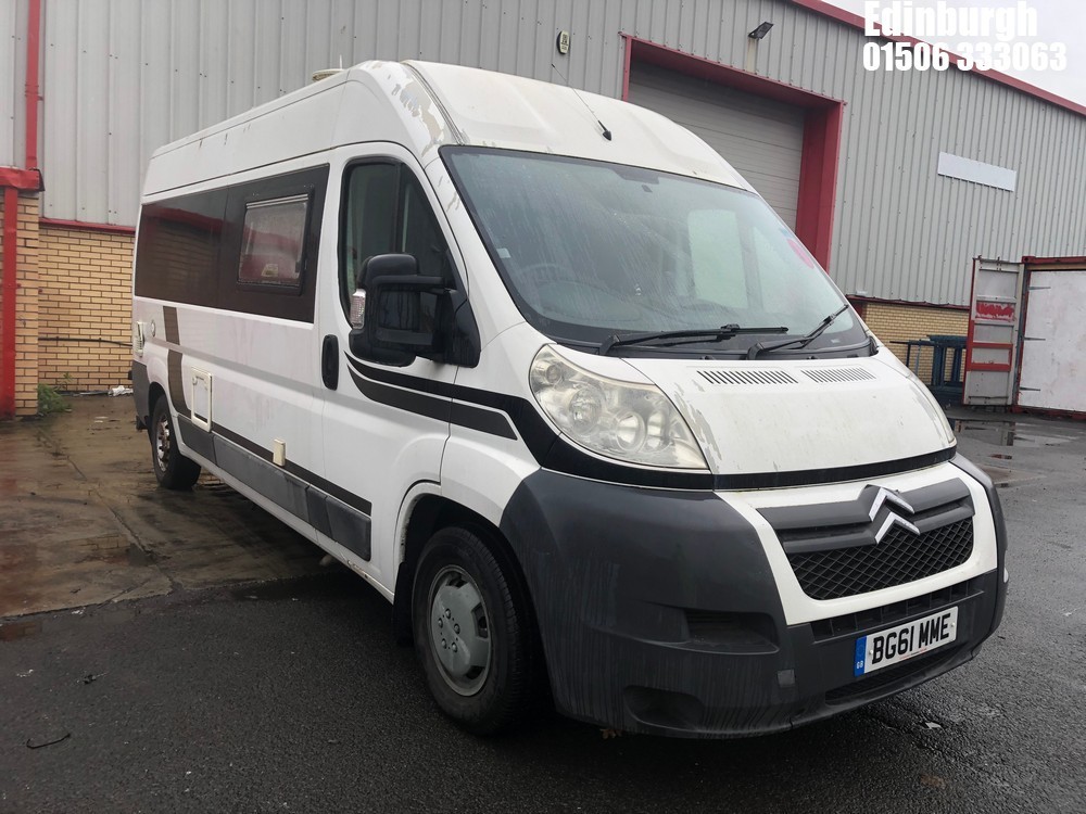 Location: Edinburgh - 2011 CITROEN RELAY 35 L3H2 HDI Motor Caravan REG: BG61MME, Keys: Yes, MOT Expiry date: 10/11/2024, 2198 Diesel, 6 Speed Manual Diesel, Former Keepers: 5