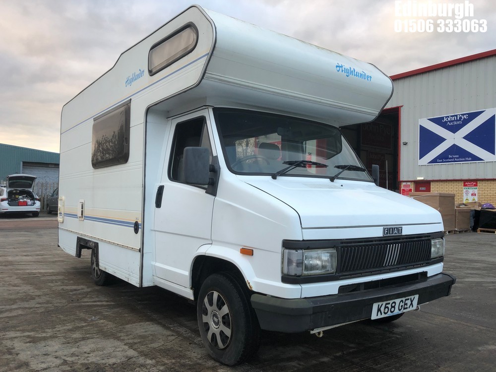 Location: Edinburgh - 1992 FIAT DUCATO 14 DIES TURBO Motor Caravan REG: K58GEX, Keys: Yes, MOT Expiry date: 18/04/2025, 1929 Diesel, Others, Former Keepers: 10