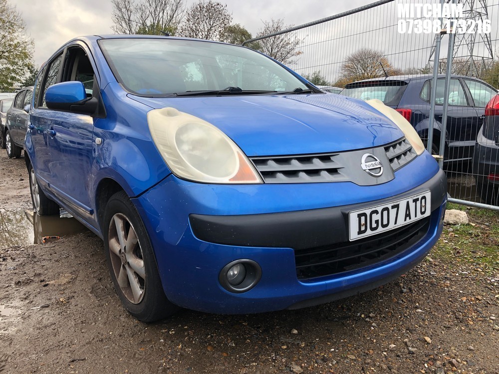 Location: Mitcham - 2007 NISSAN NOTE SE MPV REG: DG07ATO, Keys: No, MOT Expiry date: 25/05/2025, 1386 Petrol, 5 Speed Manual Petrol, Former Keepers: 8