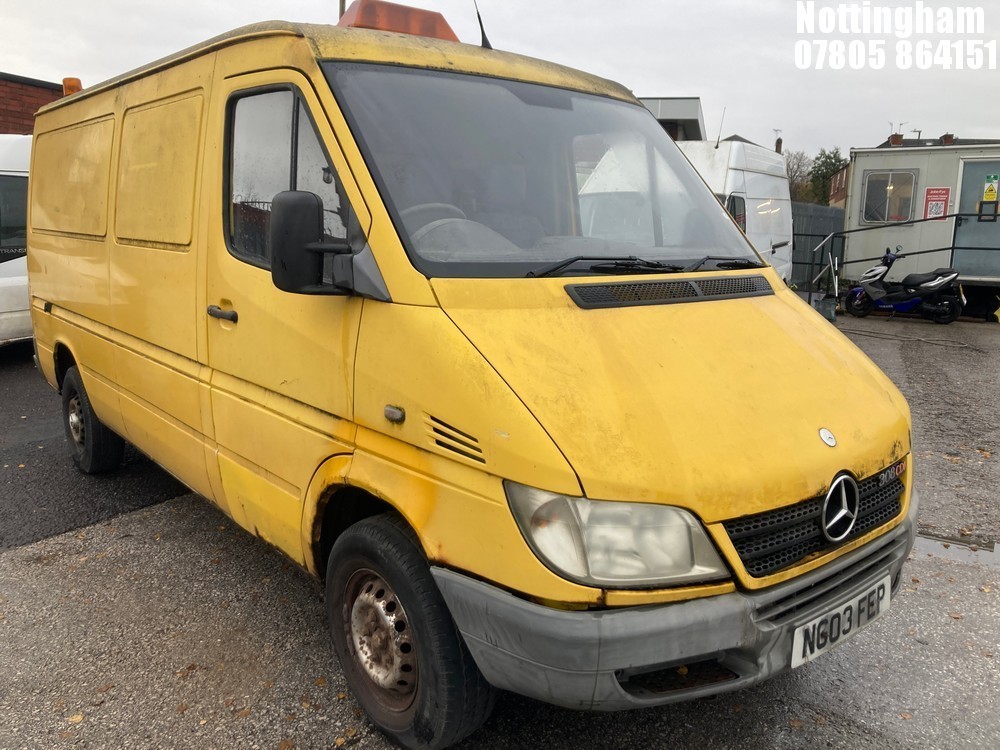 Location: Nottingham - 2003 MERCEDES SPRINTER 308 CDI MWB Panel Van REG: NG03FEP, Keys: No, MOT Expiry date: 01/03/2026, 2151 Diesel, 5 Speed Manual Diesel, Former Keepers: 3