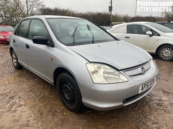 Location: Peterborough - 2001 HONDA CIVIC MAX 5 Door Hatchback REG: AP51DZU, Keys: No, MOT Expiry date: 15/10/2025, 1396 Petrol, 5 Speed Manual Petrol, Former Keepers: 3