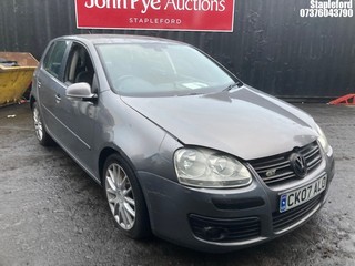 Location: Stapleford - 2007 VOLKSWAGEN GOLF GT TDI DSG 5 Door Hatchback REG: CK07ALO, Keys: No, MOT Expiry date: 25/02/2026, 1968 Diesel, 6 Speed Auto Diesel, Former Keepers: 8