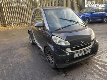 Location: Hayes - 2008 SMART FORTWO PASSION 84 AUTO Coupe REG: OV58MGO, Keys: No, MOT Expiry date: 18/11/2025, 999 Petrol, 5 Speed Auto Petrol, Former Keepers: 7