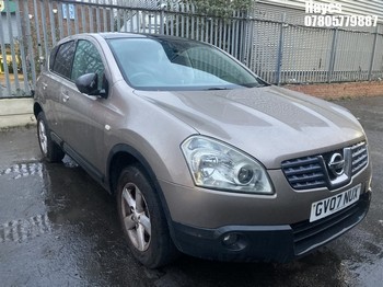 Location: Hayes - 2007 NISSAN QASHQAI ACENTA 4WD 5 Door Hatchback REG: GV07NUX, Keys: No, MOT Expiry date: 21/04/2026, 1997 Petrol, 6 Speed Manual Petrol, Former Keepers: 5