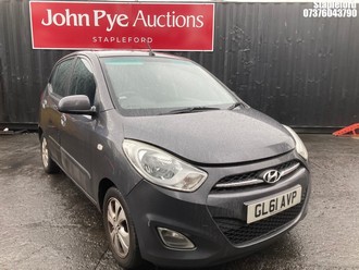 Location: Stapleford - 2011 HYUNDAI I10 ACTIVE 5 Door Hatchback REG: GL61AVP, Keys: Yes, MOT Expiry date: 08/02/2026, 1248 Petrol, 5 Speed Manual Petrol, Former Keepers: 4