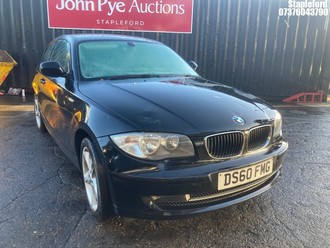 Location: Stapleford - 2011 BMW 116I SPORT 3 Door Hatchback REG: DS60FMG, Keys: No, MOT Expiry date: 20/05/2026, 1995 Petrol, 6 Speed Manual Petrol, Former Keepers: 4