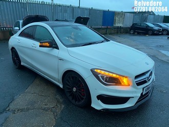 Location: Belvedere - 2014 MERCEDES-BENZ CLA45 AMG 4MATIC AUTO 4 Door Saloon REG: KM14XDB, Keys: No, MOT Expiry date: 16/10/2025, 1991 Petrol, 7 Speed Auto Petrol, Former Keepers: 6