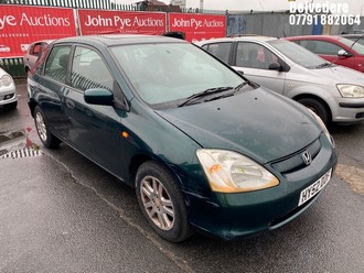Location: Belvedere - 2002 HONDA CIVIC SE 5 Door Hatchback REG: HY52DDF, Keys: No, MOT Expiry date: 04/11/2026, 1396 Petrol, 5 Speed Manual Petrol, Former Keepers: 7