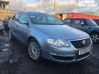 Location: Edinburgh - 2008 VOLKSWAGEN PASSAT HIGHLINE TDI 4 Door Saloon REG: SY08EVV, Keys: No, MOT Expiry date: 05/01/2026, 1968 Diesel, 6 Speed Manual Diesel, Former Keepers: 6