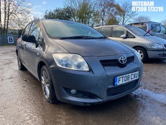 Location: Mitcham - 2008 TOYOTA AURIS TR VVT-I S-A 5 Door Hatchback REG: FT08CXU, Keys: No, MOT Expiry date: 12/01/2026, 1598 Petrol, 5 Speed Semi Auto Petrol, Former Keepers: 4