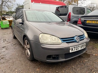 Location: Mitcham - 2007 VOLKSWAGEN GOLF SPORT TSI 5 Door Hatchback REG: KT07VPD, Keys: No, MOT Expiry date: 19/11/2025, 1390 Petrol, 6 Speed Manual Petrol, Former Keepers: 8