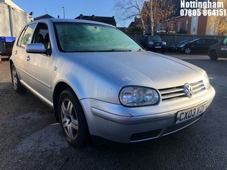 Location: Nottingham - 2003 VOLKSWAGEN GOLF GT TDI 5 Door Hatchback REG: CX03VZF, Keys: No, MOT Expiry date: 19/11/2025, 1896 Diesel, 6 Speed Manual Diesel, Former Keepers: 7