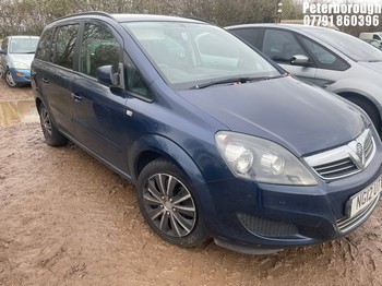 Location: Peterborough - 2012 VAUXHALL ZAFIRA EXCLUSIV MPV REG: NG12UTY, Keys: No, MOT Expiry date: 10/12/2025, 1598 Petrol, 5 Speed Manual Petrol, Former Keepers: 4