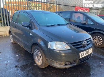 Location: Hayes - 2010 VOLKSWAGEN URBAN FOX 55 3 Door Hatchback REG: KV60FXF, Keys: No, MOT Expiry date: 22/10/2026, 1198 Petrol, 5 Speed Manual Petrol, Former Keepers: 5