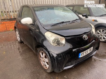 Location: Hayes - 2009 TOYOTA IQ VVT-I 3 Door Hatchback REG: RE59YBL, Keys: No, MOT Expiry date: 10/01/2026, 998 Petrol, 5 Speed Manual Petrol, Former Keepers: 8