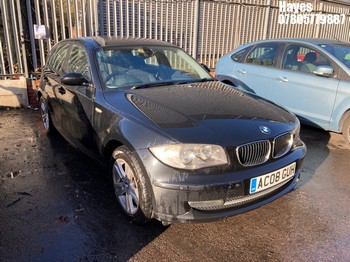 Location: Hayes - 2008 BMW 118I SE 5 Door Hatchback REG: AC08GUH, Keys: No, MOT Expiry date: 20/06/2025, 1995 Petrol, 6 Speed Manual Petrol, Former Keepers: 9