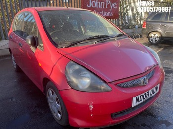 Location: Hayes - 2008 HONDA JAZZ S 5 Door Hatchback REG: ND08UUW, Keys: No, MOT Expiry date: 24/03/2026, 1246 Petrol, 5 Speed Manual Petrol, Former Keepers: 6