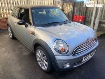 Location: Hayes - 2007 MINI COOPER 3 Door Hatchback REG: PX07UEO, Keys: No, MOT Expiry date: 15/06/2026, 1598 Petrol, 6 Speed Manual Petrol, Former Keepers: 8
