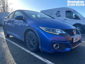 Location: Birmingham - 2016 HONDA CIVIC I-DTEC SE PLUS NAVI 5 DOOR HATCHBACK REG: GN16XZB, 1597CC DIESEL, 6 SPEED MANUAL DIESEL, Former Keepers: 3, Keys: Yes, MOT Expiry date: 27/02/2026