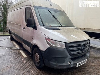 Location: Birmingham - 2018 MERCEDES-BENZ SPRINTER 314 CDI PANEL VAN REG: KM68PHY, 2143CC DIESEL, 6 SPEED MANUAL DIESEL, Former Keepers: 4, Keys: No, MOT Expiry date: 16/01/2025