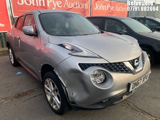 Location: BELVEDERE - 2017 NISSAN JUKE N-CONNECTA CVT 5 Door Hatchback REG: DN67XPA, 1598cc Petrol, Variable Speed Auto Petrol, Former Keepers: 1, Keys: No, MOT: Expiry date10.11.2025