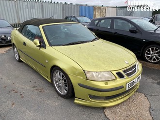 Location: Belvedere - 2004 SAAB 9-3 AERO 210 BHP S-A Convertible REG: EU04JPY, Keys: No, MOT Expiry date: 13/07/2024, 1998 Petrol, 5 Speed Semi Auto Petrol, Former Keepers: 7