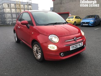 Location: Edinburgh - 2020 FIAT 500 LOUNGE MHEV 3 Door Hatchback REG: YX20YLZ, Keys: Yes, MOT Expiry date: 04/02/2026, 999 Petrol, 6 Speed Manual Petrol, Former Keepers: 2
