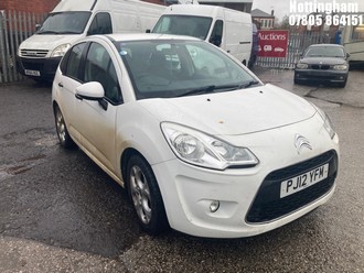 Location: Nottingham - 2012 CITROEN C3 WHITE 5 Door Hatchback REG: PJ12YFM, Keys: No, MOT Expiry date: 27/07/2025, 1360 Petrol, 5 Speed Manual Petrol, Former Keepers: 5