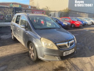 NOTE: ATF Registered Buyers ONLY - Location: Hayes - 2007 VAUXHALL ZAFIRA CLUB MPV REG: OE07LCA, Keys: No, MOT Expiry date: 14/04/2026, 1598 Petrol, 5 Speed Manual Petrol, Former Keepers: 9
