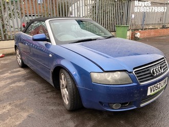 Location: Hayes - 2002 AUDI A4 SPORT CABRIOLET Convertible REG: VO52LHN, Keys: No, MOT Expiry date: 08/06/2026, 2976 Petrol, 5 Speed Manual Petrol, Former Keepers: 6