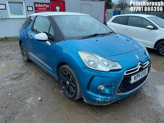 Location: Peterborough - 2011 CITROEN DS3 DSPORT 3 Door Hatchback REG: KP11EVD, Keys: No, MOT Expiry date: 03/06/2026, 1598 Petrol, 6 Speed Manual Petrol, Former Keepers: 9