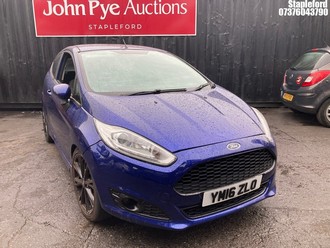 Location: Stapleford - 2016 FORD FIESTA ZETEC S 3 Door Hatchback REG: YM16ZLO, Keys: No, MOT Expiry date: 02/09/2026, 998 Petrol, 5 Speed Manual Petrol, Former Keepers: 5