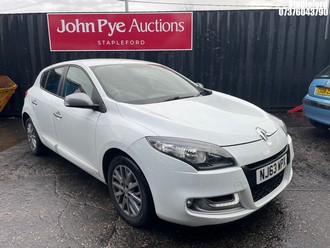 Location: Stapleford - 2013 RENAULT MEGANE KNIGHT EDITION VVT 5 Door Hatchback REG: NJ63WPX, Keys: Yes, MOT Expiry date: 25/05/2026, 1598 Petrol, 6 Speed Manual Petrol, Former Keepers: 6