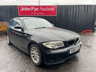 Location: Stapleford - 2007 BMW 118D ES 5 Door Hatchback REG: VU07JZD, Keys: Yes, MOT Expiry date: 07/02/2026, 1995 Diesel, 6 Speed Manual Diesel, Former Keepers: 5