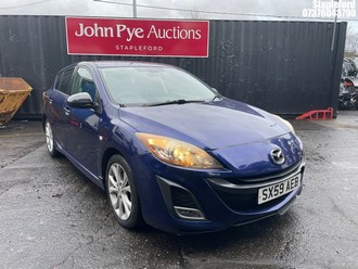 Location: Stapleford - 2010 MAZDA 3 SPORT D 185 5 Door Hatchback REG: SX59AEB, Keys: Yes, MOT Expiry date: 23/04/2026, 2183 Diesel, 6 Speed Manual Diesel, Former Keepers: 8