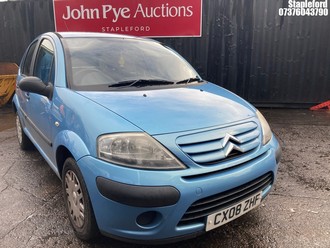 Location: Stapleford - 2008 CITROEN C3 AIRPLAY+ 5 Door Hatchback REG: CX08ZHF, Keys: Yes, MOT Expiry date: 27/11/2025, 1124 Petrol, 5 Speed Manual Petrol, Former Keepers: 3