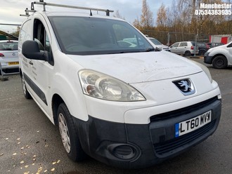 Location: Manchester - 2011 PEUGEOT PARTNER 625 SE HDI 75 Panel Van REG: LT60MVW, 1560 Diesel, 5 Speed Manual Diesel, Former Keepers: 3, Keys: No, MOT Expiry date: 15/02/2026