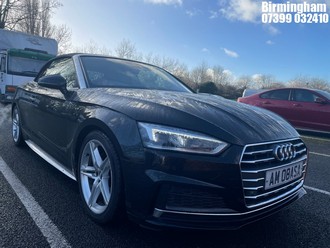 Location: Birmingham - 2017 AUDI A5 S LINE TFSI S-A Convertible REG: AM08ASA, 1984cc Petrol, 7 Speed S-Auto Petrol, Former Keepers: 2, Keys: Yes, MOT Expiry date: 23/11/2025