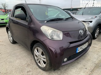 Location: Belvedere - 2013 TOYOTA IQ3 VVT-I 3 DOOR HATCHBACK REG: GY62UTL, 1329cc PETROL, 6 SPEED MANUAL PETROL, Former Keepers: 4, Keys: Yes, MOT Expiry date: 30.01.2025