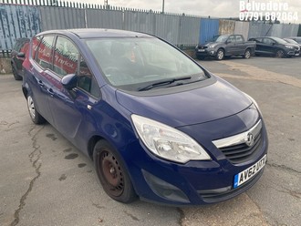 Location: Belvedere - 2012 VAUXHALL MERIVA EXCLUSIV AC CDTI A MPV REG: AV62UTX, Keys: No, MOT Expiry date: 20/07/2026, 1686 Diesel, 6 Speed Auto Diesel, Former Keepers: 6