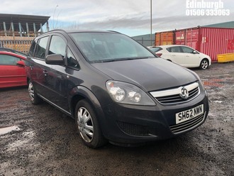 Location: Edinburgh - 2012 VAUXHALL ZAFIRA EXCLUSIV MPV REG: SH62NWN, Keys: No, MOT Expiry date: 27/10/2024, 1598 Petrol, 5 Speed Manual Petrol, Former Keepers: 3