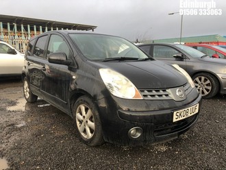 Location: Edinburgh - 2008 NISSAN NOTE ACENTA MPV REG: SK08UUF, Keys: No, MOT Expiry date: 17/03/2024, 1386 Petrol, 5 Speed Manual Petrol, Former Keepers: 6