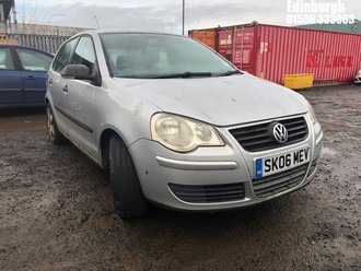 Location: Edinburgh - 2006 VOLKSWAGEN POLO E 55 5 Door Hatchback REG: SK06MEV, Keys: No, MOT Expiry date: 07/02/2025, 1198 Petrol, 5 Speed Manual Petrol, Former Keepers: 5