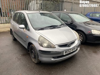 Location: Hayes - 2002 HONDA JAZZ SE 5 Door Hatchback REG: RE52HYV, Keys: No, MOT Expiry date: 21/03/2025, 1339 Petrol, 5 Speed Manual Petrol, Former Keepers: 6