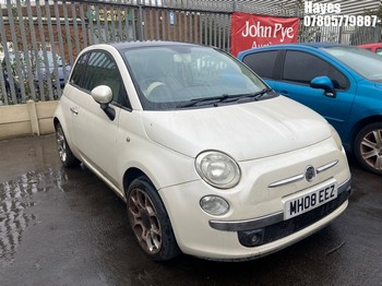 Location: Hayes - 2008 FIAT 500 POP RHD 3 Door Hatchback REG: MH08EEZ, Keys: No, MOT Expiry date: 03/04/2025, 1242 Petrol, 5 Speed Manual Petrol, Former Keepers: 9