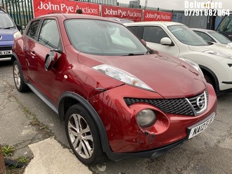 Location: Belvedere - 2012 NISSAN JUKE ACENTA SPORT 5 Door Hatchback REG: NA12FJF, Keys: No, MOT Expiry date: 15/03/2025, 1598 Petrol, 5 Speed Manual Petrol, Former Keepers: 5