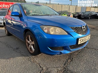 Location: Belvedere - 2006 MAZDA 3 TS2 5 Door Hatchback REG: SN55LOC, Keys: No, MOT Expiry date: 25/04/2026, 1598 Petrol, 5 Speed Manual Petrol, Former Keepers: 6
